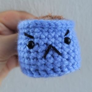 Crochet angry coffee Mug Keychain